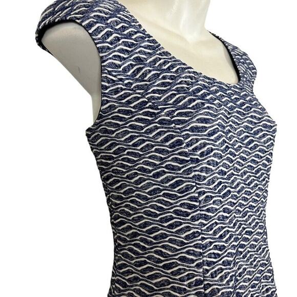 RN Studio by Ronni Nicole Womens Navy White Stretch Knit Cap Sleeve Dress sz 6 - Picture 2 of 16
